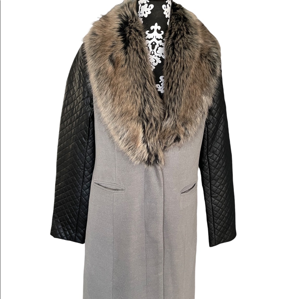 Donna Salyers Fabulous Furs Coat With Leather Sleeves
